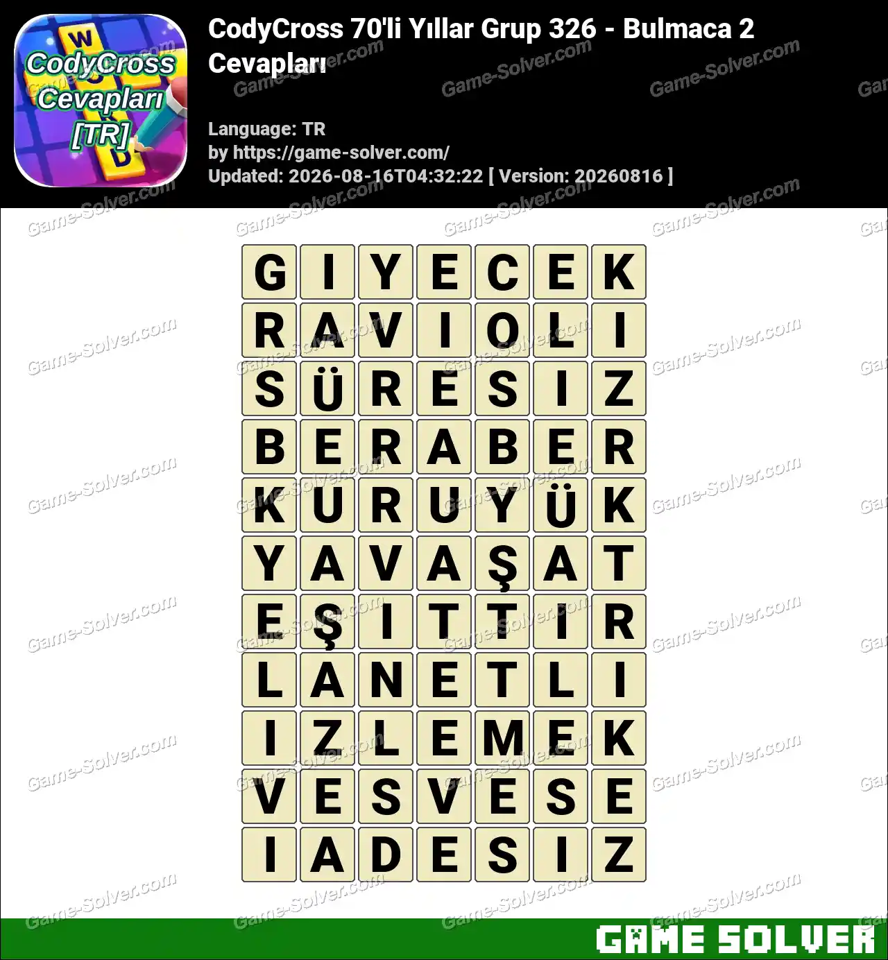 CodyCross 70’li Yıllar Grup 326 – Bulmaca 2 Cevapları